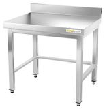 GOLDINOX Plan de travail en acier inoxydable, base 700 x 600 mm, avec dosseret et renfort, PREMIUM