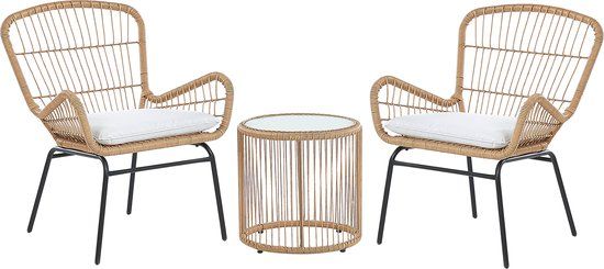 Beliani LABICO Bistroset voor 2 - Natuurlijk - PE rotan