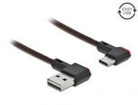 Delock USB-C - Easy-USB-A kabel | haaks links/rechts | USB2.0 | QC 18W | nylon | 0,50 meter