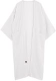 Knit Factory Elva Lange Kimono Vest Dames - Damesvest met Steekzakken - Mousseline vest voor de lente en zomer - 100% Ecologisch Katoen - Woolwhite - 36/42