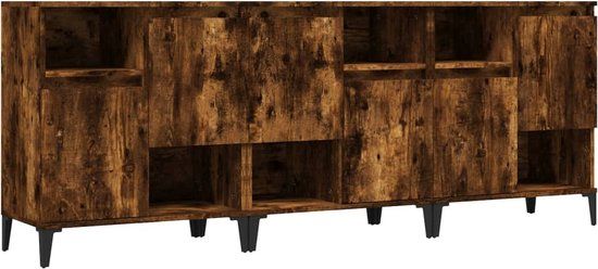 vidaXL Dressoir 60x35x70 cm Bewerkt Hout Gerookt Eikenkleurig