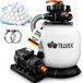 tillvex Système de filtration à sable 7.900L/h + 400g Boules filtrantes | Installation de filtre à sable 7 voies vanne & Adaptateur Ø32-38mm | Filtre de piscine avec indicateur de pression | Filtre à sable piscine (Blanc/Orange)
