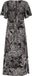 DREIMASTER Robe Paisley Noir Blanc Manches Courtes Longue Polyester Col en V Femme XS