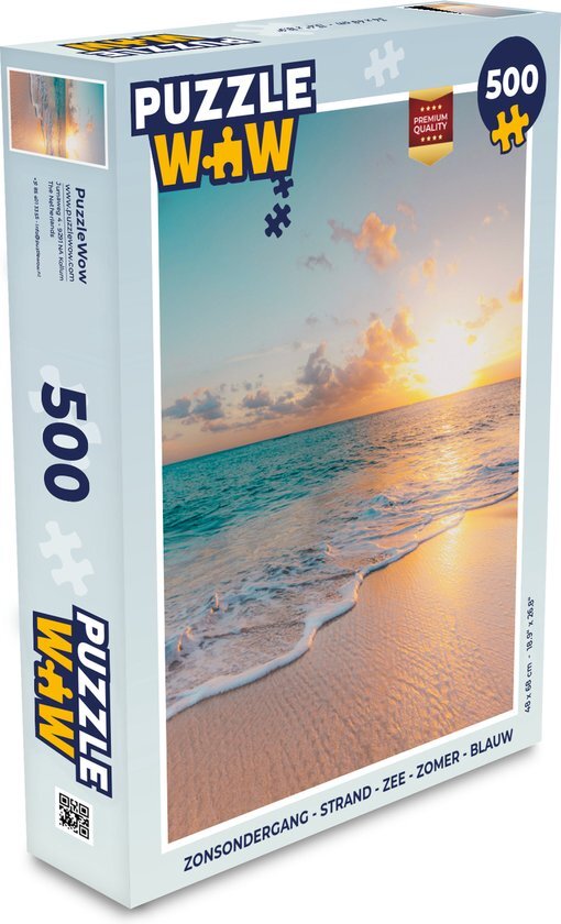 MuchoWow Puzzel Zonsondergang - Strand - Zee - Zomer - Blauw - Legpuzzel - Puzzel 500 stukjes - Sinterklaas cadeautjes - Sinterklaas voor grote kinderen