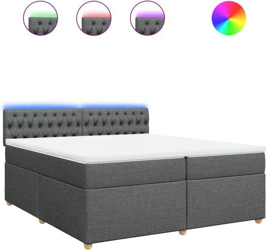 vidaXL Boxspring met matras stof donkergrijs 200x200 cm