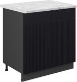 Vicco Keukenonderkast Fame-Line, Zwart gestreept/Antraciet, 80 cm marmer werkblad