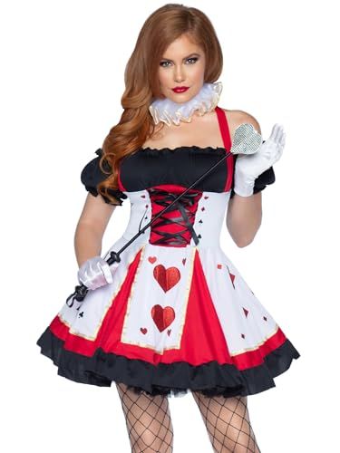 Leg Avenue 83409-2Tl. Hübsche Playing Karten Kostüm Set Mit Kleid Und Neck Piece Damen Fasching Karneval, M/L (EUR 40-42), Rot