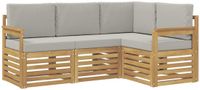 vidaXL - Buiten - bank - set - 4 - st - Wit - en - Lichtgrijs - Polyester