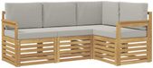 vidaXL - Buiten - bank - set - 4 - st - Wit - en - Lichtgrijs - Polyester