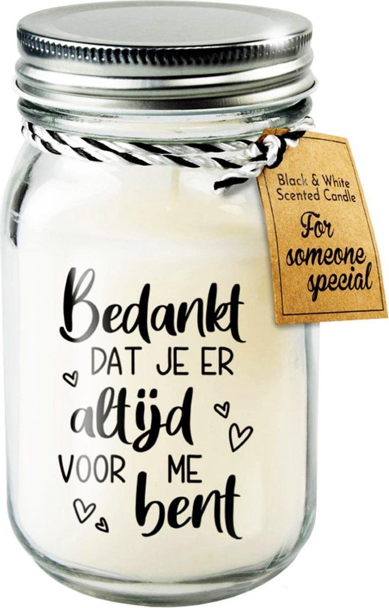 Paper Dreams Black & White geurkaars - Bedankt - Glas - Zwart/Wit - 2021
