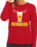 Bellatio Decorations Bol Foute kersttrui / sweater Reinbeer rood voor dames - Kersttruien XS