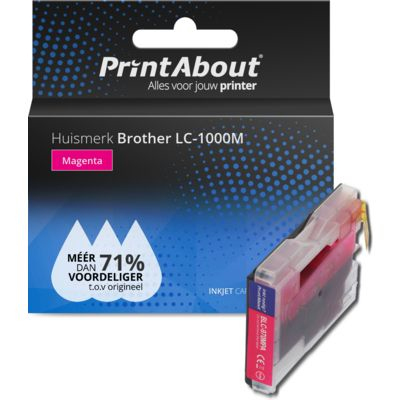 PrintAbout Huismerk Brother LC-1000M Inktcartridge Magenta