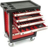 HBM machines Premium Gereedschapswagen - Inclusief Gereedschap - 154-delig - 47 x 70 x 100 cm - Rood