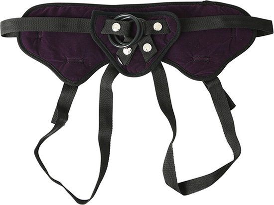 Sportsheets - Lush - Fluwelen strap-on harnas met O-ringen - Zwart