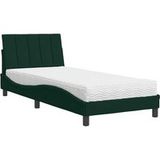 Maison Exclusive - Lit avec matelas « Hanko » vert foncé 90 x 190 cm, velours