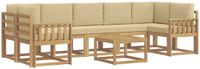 vidaXL Hoek loungeset wit en beige acacia hout 4 zitplaatsen