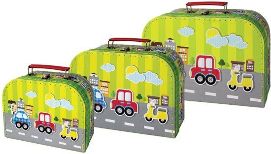 Simply for Kids 3-delige Kofferset Voertuigen