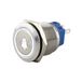 SeKi Roestvrijstalen drukknop, diameter 19 mm, platte kop, symbool van verlichte bellen, soldeerogen, platte connector, 0,5 x 2,8 mm, belknop.