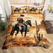 Western-thema Beddengoedset, cowboystijl, pour un lit double, 3-delig, polyester