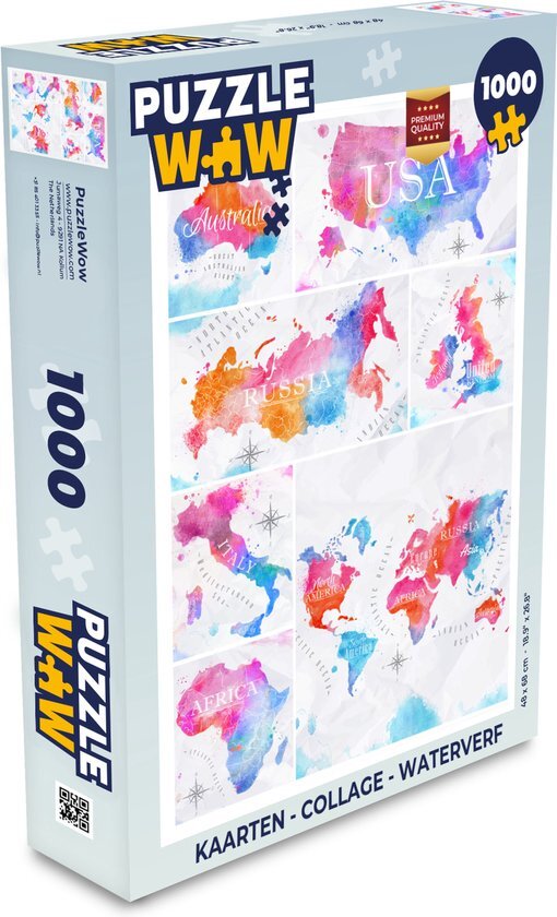 MuchoWow Puzzel Kaarten - Collage - Waterverf - Legpuzzel - Puzzel 1000 stukjes volwassenen