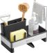 Icecat Évier organisateur avec égouttage et rangement pratique, noir d'encre + argent