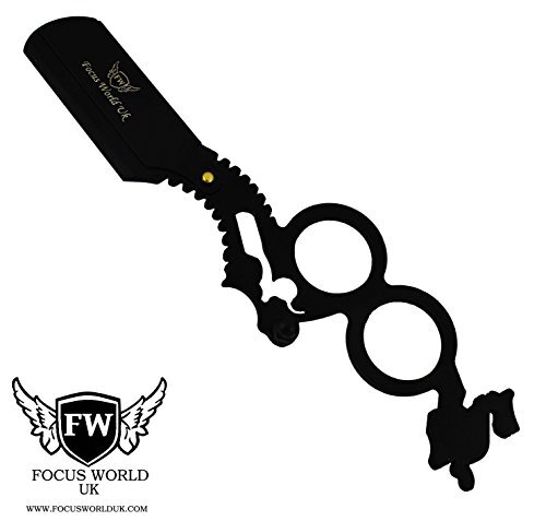 Focus World Focus World®- Zwart Rechte Gesneden Keel Nat Scheren Barber Razor Voor Mannen Met Tas