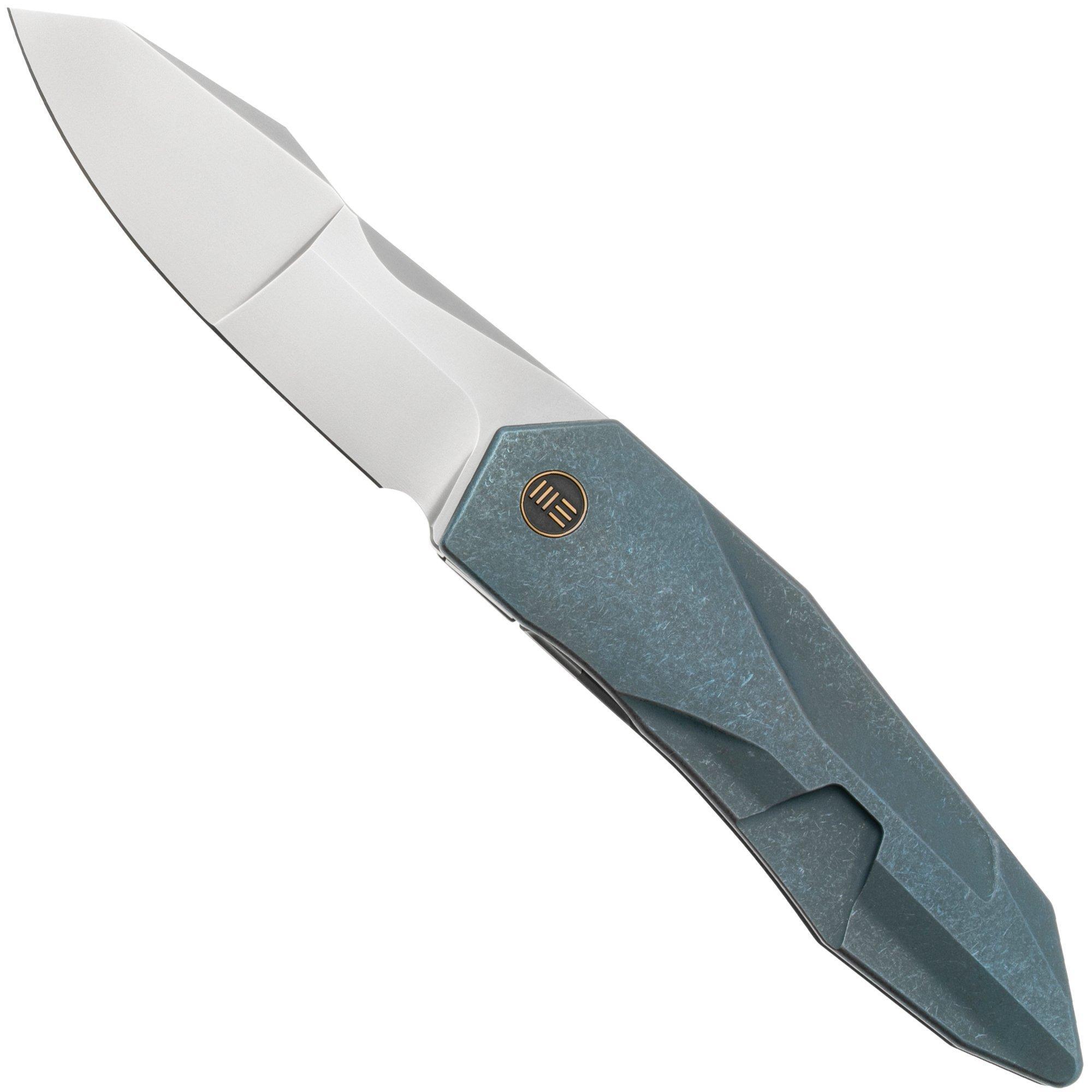 We Knife WE Knife Solid WE22028-4, Bead Blasted CPM-20CV, Blue Titanium, zakmes
