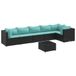 vidaXL 7-delige Loungeset met Kussens Poly Rattan Zwart