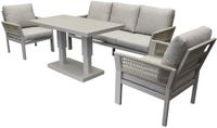 AVH-Collectie Saigon stoel bank dining loungeset 4 delig verstelbare tafel latte zand aluminium