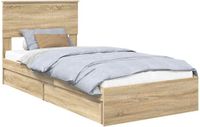 vidaXL Opbergbed met lade Sonoma Eik 90 x 200 cm Bewerkt hout
