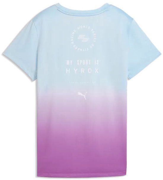 PUMA T-shirt X Hyrox Poly Graphic Grijs Katoen Gestreept Korte Mouw Dames S