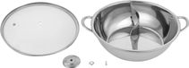 Hot-Pot 2-en-1 - Poêlon partagé - 28 cm acier inoxydable - Couvercle en verre - Séparation Yin-Yang - Bleu
