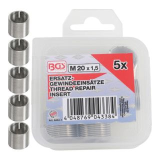 BGS Vervangingsdraad Inzetstukken M20 x 1,5 mm - 5 Delig