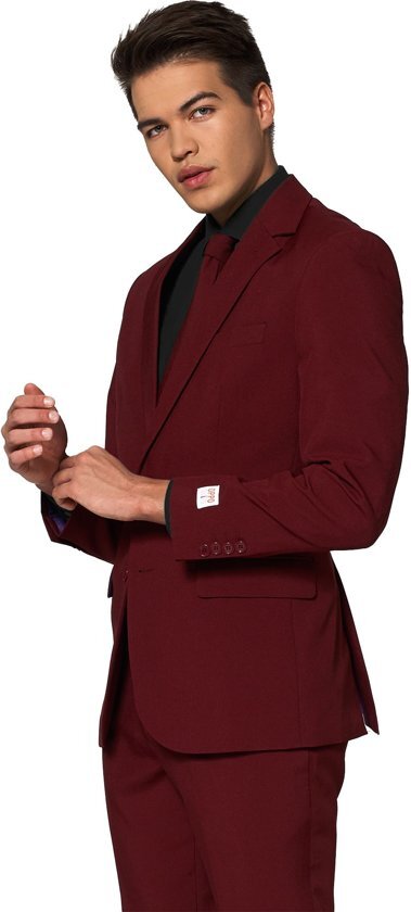 OppoSuits Blazing Burgundy - Heren Kostuum - Maat 54 Inclusief Colbert, Pantalon & Stropdas