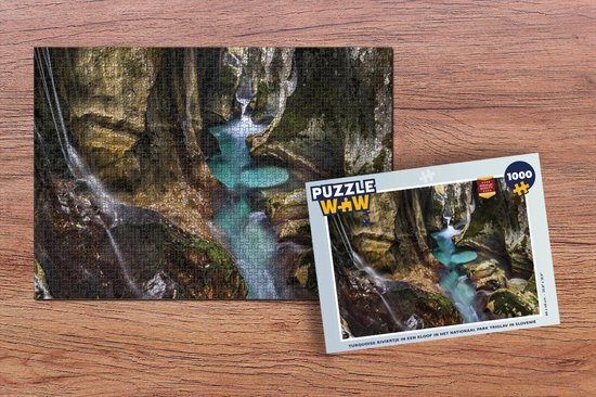 MuchoWow Puzzel Turquoise riviertje in een kloof in het Nationaal park Triglav in Slovenië - Legpuzzel - Puzzel 1000 stukjes volwassenen - Sinterklaas cadeautjes - Sinterklaas voor grote kinderen