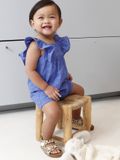 VERTBAUDET Icecat Combishort babymeisje met borduurwerk felblauw