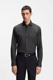 Hugo Boss BOSS Joe regular fit overhemd - structuur - grijs - Strijkvriendelijk - Boordmaat: 39