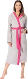 Ladeheid Dames met Capuchon - Wasmachine bestendig - 100% Katoen - Badstof - Grijs/Roze – L