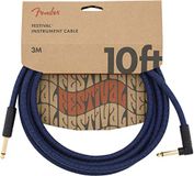 Fender® FESTIVAL INSTRUMENT CABLE Gitaarkabel - Haakse/Rechte Jack Plug - 3m - Blue Dream