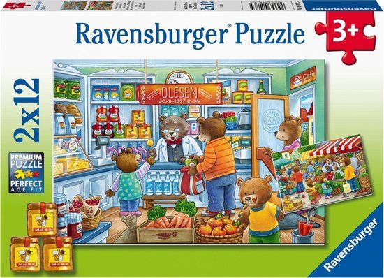 Ravensburger Puzzel Market and Supermarket Scene - 2x12 stukjes