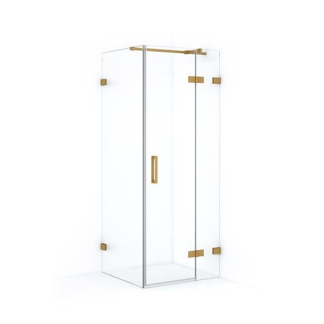 Maxaro Douchecabine Diamond 80x80cm 8mm Helder Veiligheidsglas Goud met Draaideur