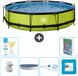 EXIT Toys EXIT Rond Lime Frame Zwembad - 360 x 76 cm - Inclusief Pomp - Afdekzeil - Schoonmaakset - Vloertegels - 7-delig