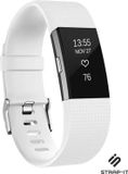 Strap-it Siliconen Smartwatch bandje - Geschikt voor Fitbit Charge 2 - Wit - Maat S