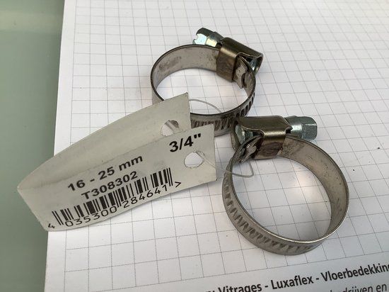 WVSA.NL Slangklem RVS-A2 16-25mm 2 Stuks