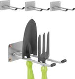 Merkloos Relaxdays Bezemhouder Muur - Set van 4 - 24 cm - Zilver/Zwart