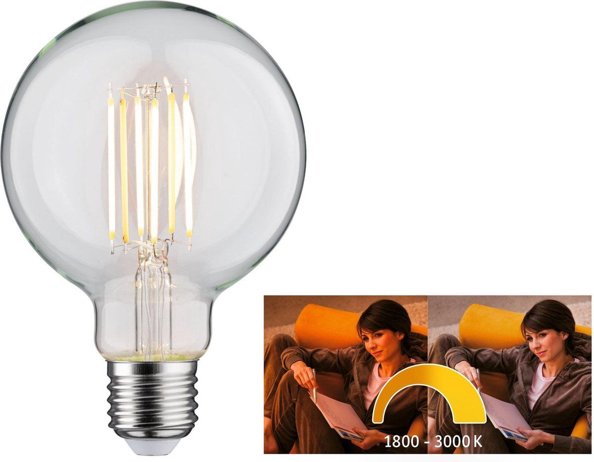 Paulmann LED Globe E27 - 7W - 806lm - Dim to Warm - Helder