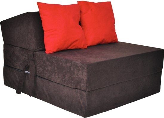 Viking Choice Luxe logeermatras - bruin - camping matras - reismatras - opvouwbaar matras - 200 x 70 x 15 - met rode kussens