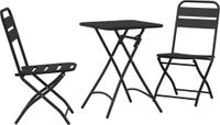 Ensemble bistrot 3 pièces anthracite acier