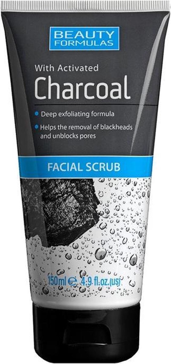 Beauty Formulas Houtskool Gezichtsscrub reinigende gezichtsscrub met actieve kool 150ml