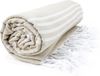 The One Towelling Hamam Sultan handdoek - 100 x 180 cm - Beige/Wit